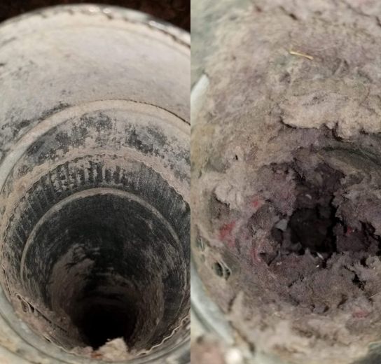 air duct before and after cleaning